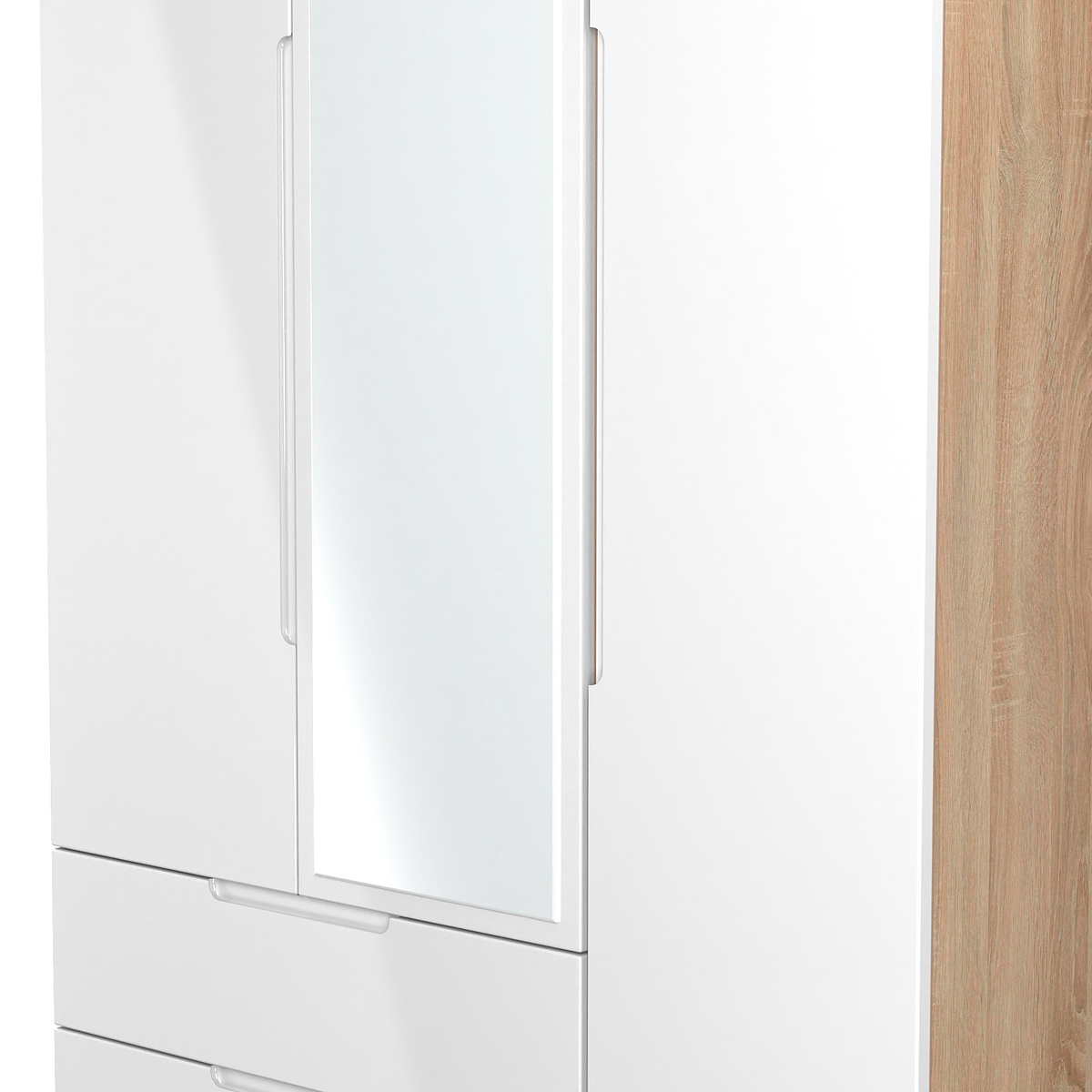 Henshaw 2 Drawer Triple Wardrobe White Oak from Roseland Furniture