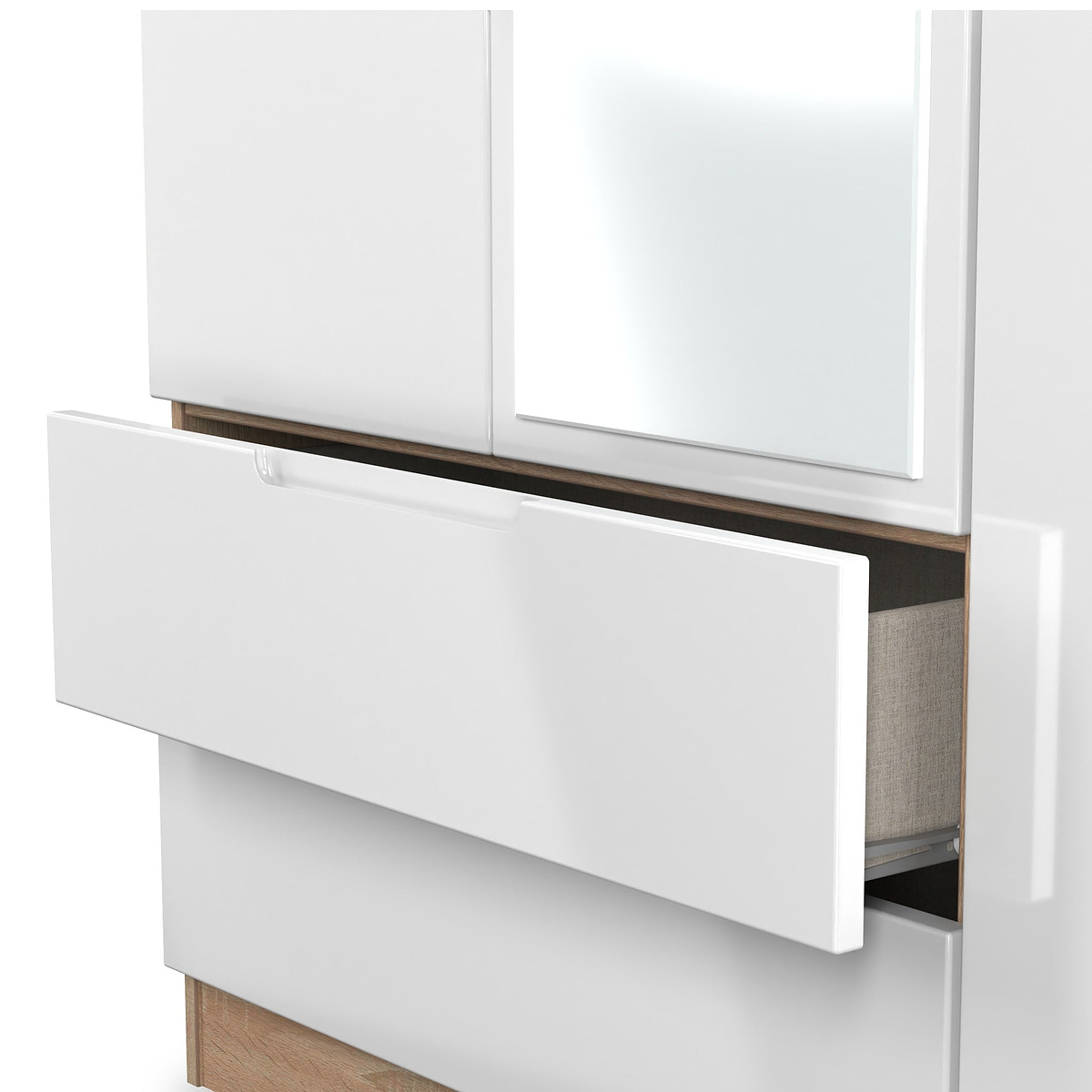 Henshaw 2 Drawer Triple Wardrobe White Oak from Roseland Furniture