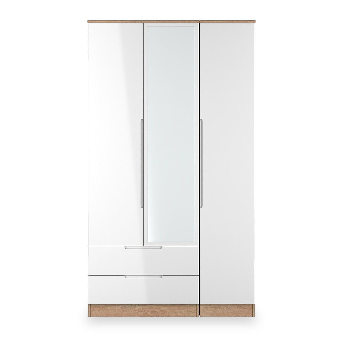 Henshaw 2 Drawer Triple Wardrobe White Oak from Roseland Furniture