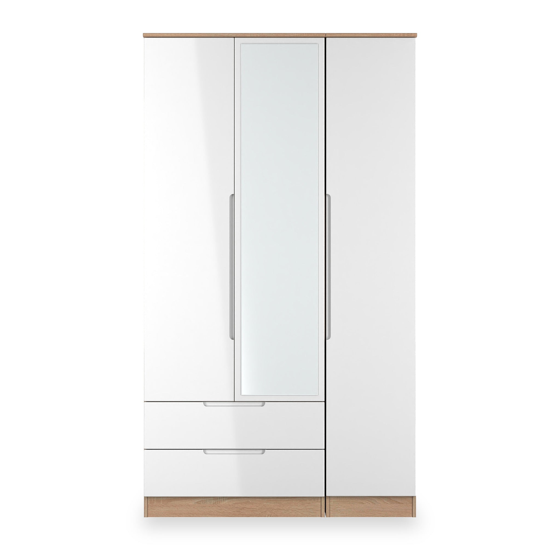 Henshaw 2 Drawer Triple Wardrobe White Oak from Roseland Furniture