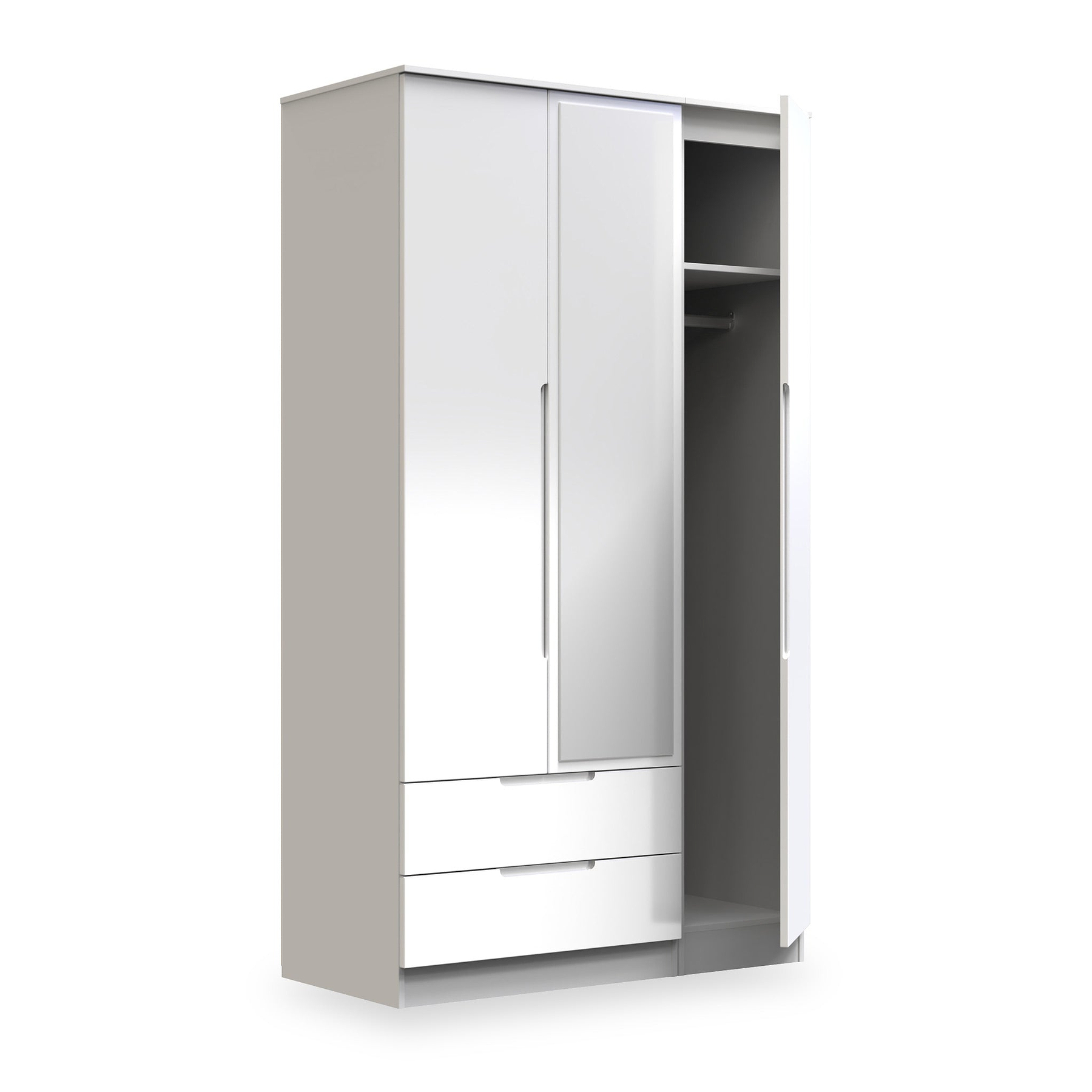 Henshaw 2 Drawer Triple Wardrobe White from Roseland Furniture