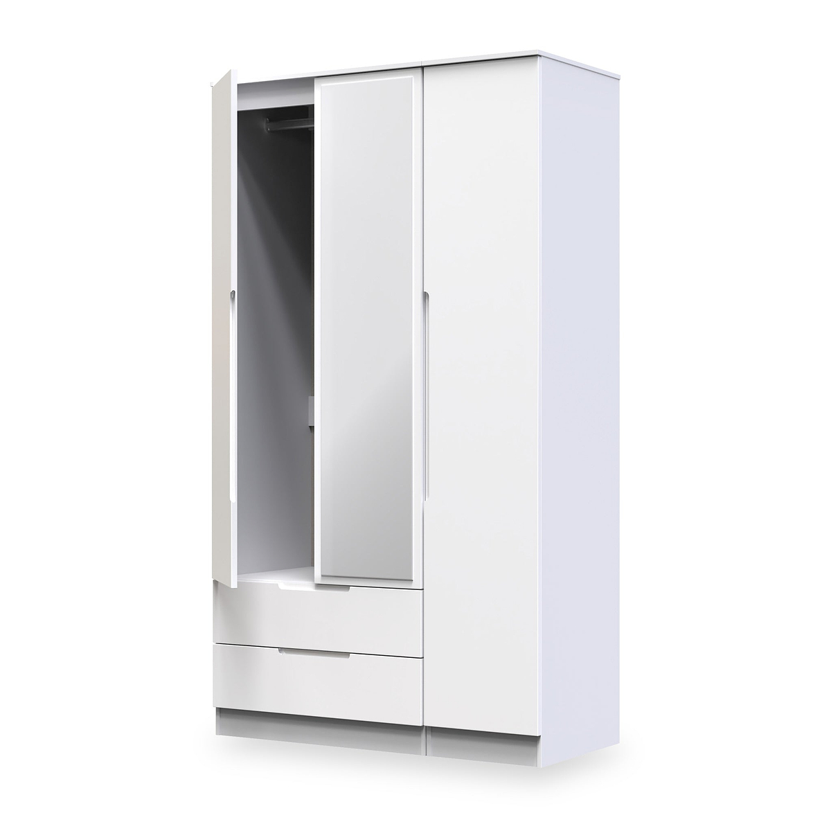 Henshaw 2 Drawer Triple Wardrobe White from Roseland Furniture