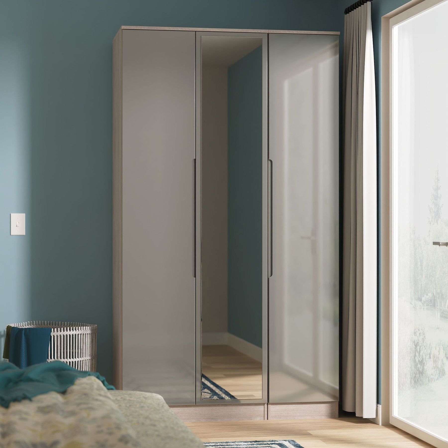 Henshaw Grey Oak Tall Triple Wardrobe from Roseland Furniture