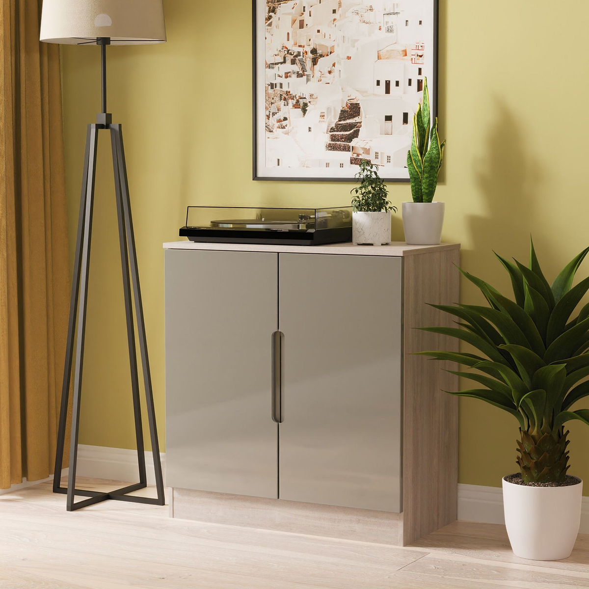 Henshaw Grey Oak 2 Door Small Sideboard from Roseland Furniture