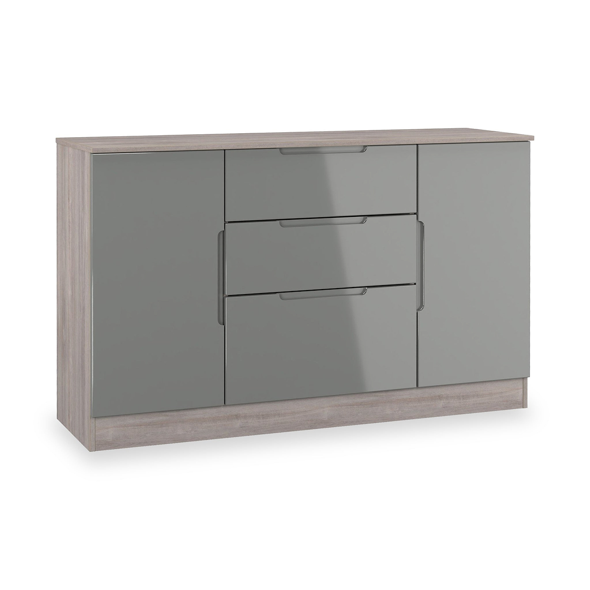 Henshaw Grey Oak 3 Drawer Extra Large Sideboard from Roseland Furniture