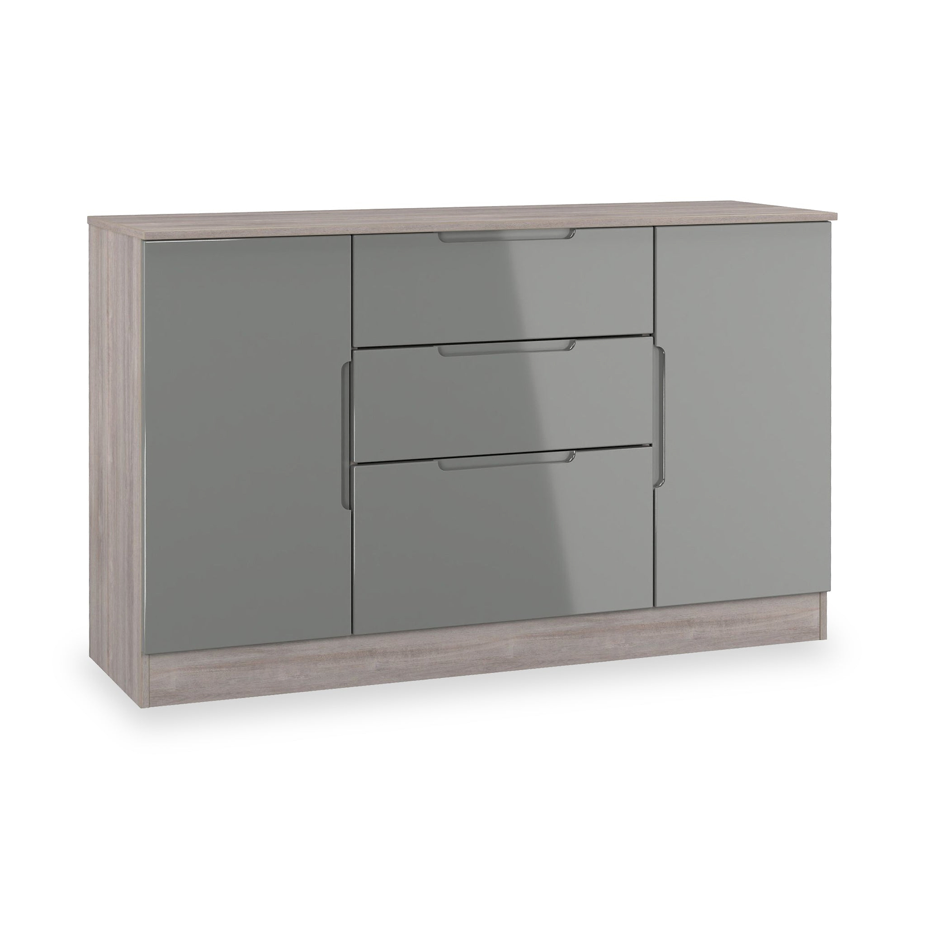 Henshaw Grey Oak 3 Drawer Extra Large Sideboard from Roseland Furniture