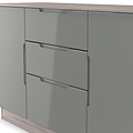 Henshaw Grey Oak 3 Drawer Extra Large Sideboard from Roseland Furniture
