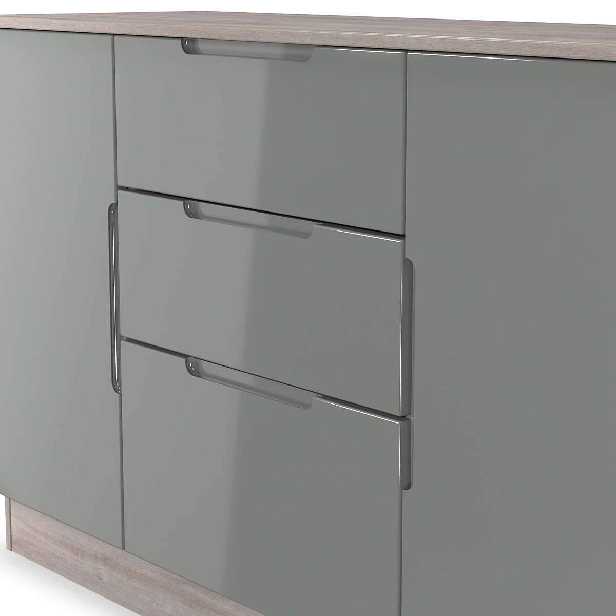 Henshaw Grey Oak 3 Drawer Extra Large Sideboard from Roseland Furniture