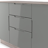 Henshaw Grey Oak 3 Drawer Extra Large Sideboard from Roseland Furniture