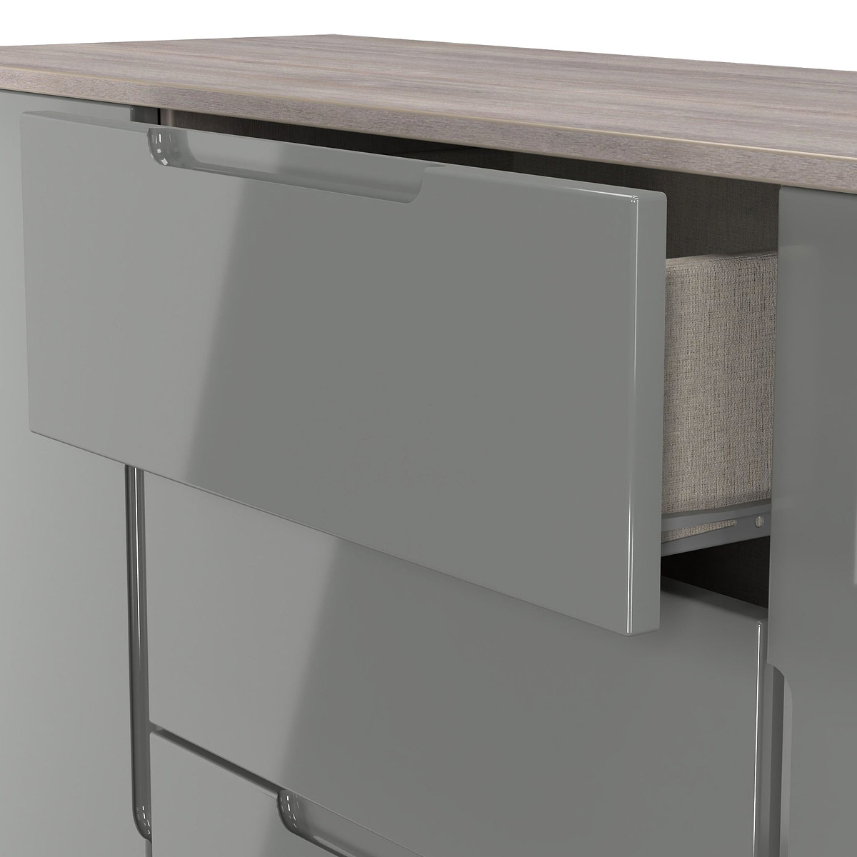 Henshaw Grey Oak 3 Drawer Extra Large Sideboard from Roseland Furniture