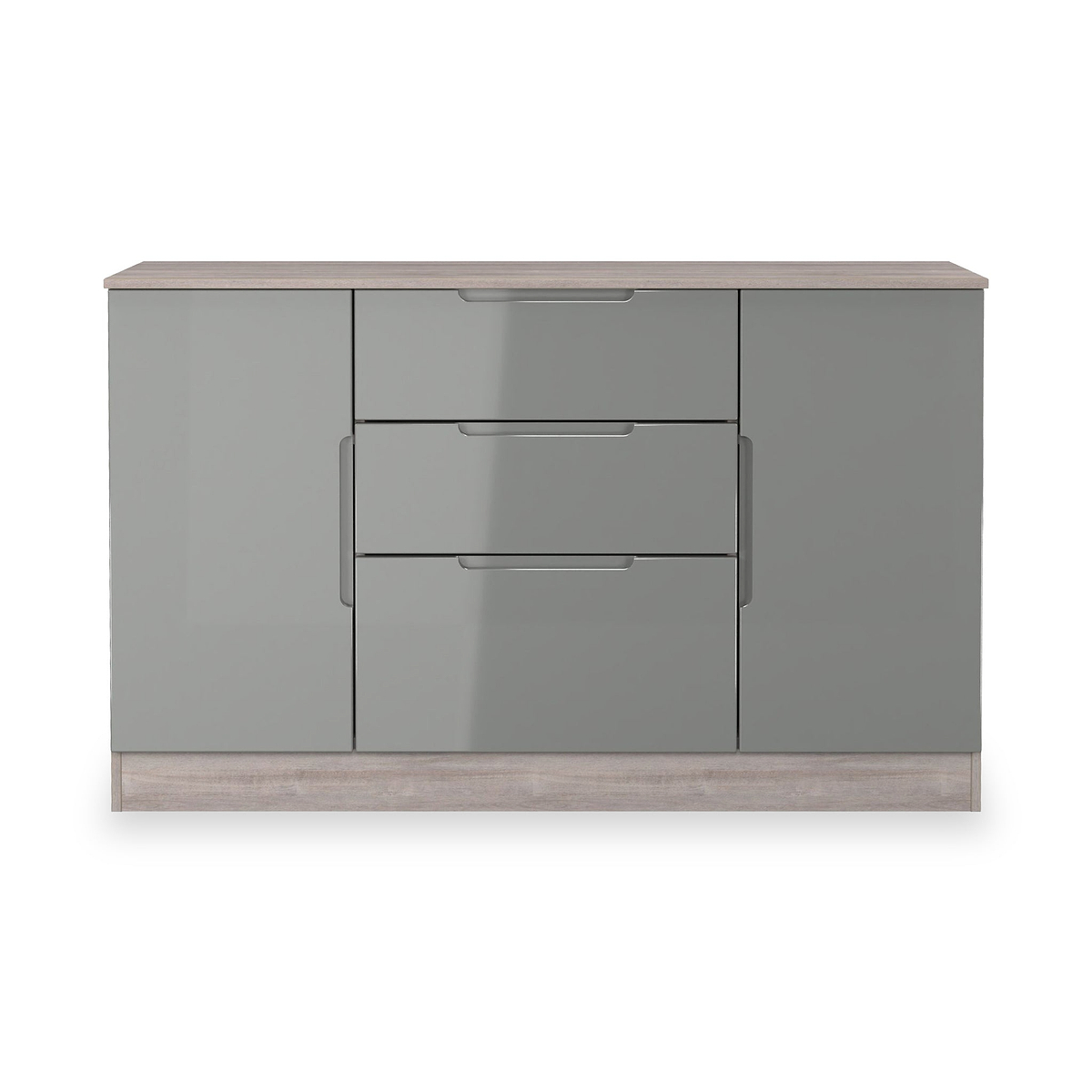 Henshaw Grey Oak 3 Drawer Extra Large Sideboard from Roseland Furniture
