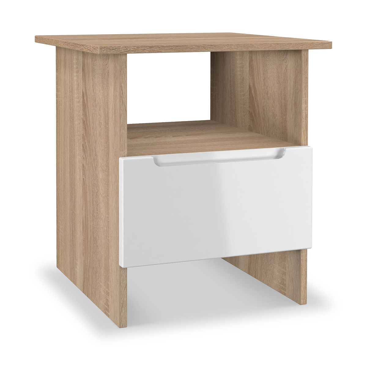 Henshaw 1 Drawer Lamp Table White & Oak from Roseland Furniture
