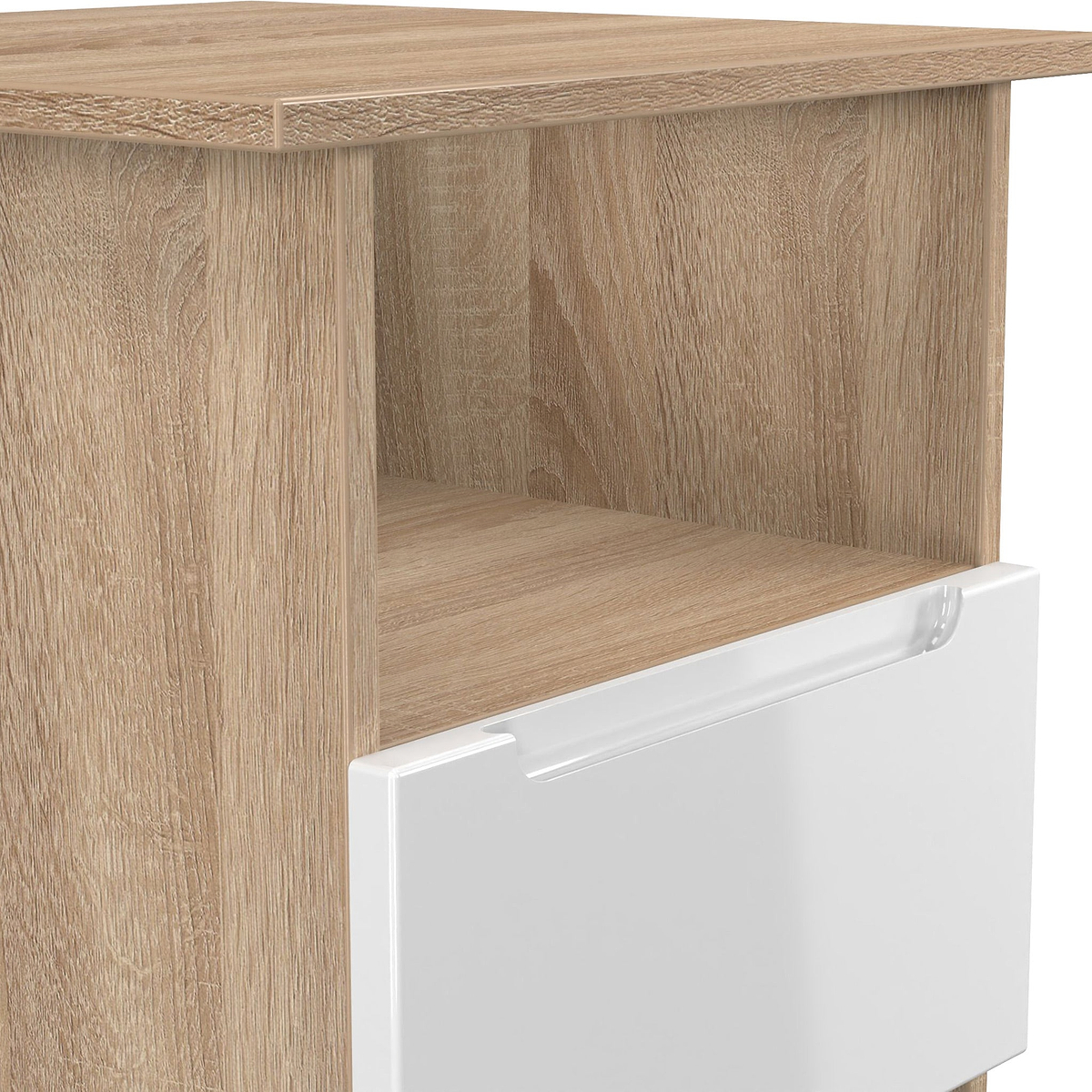 Henshaw 1 Drawer Lamp Table White & Oak from Roseland Furniture