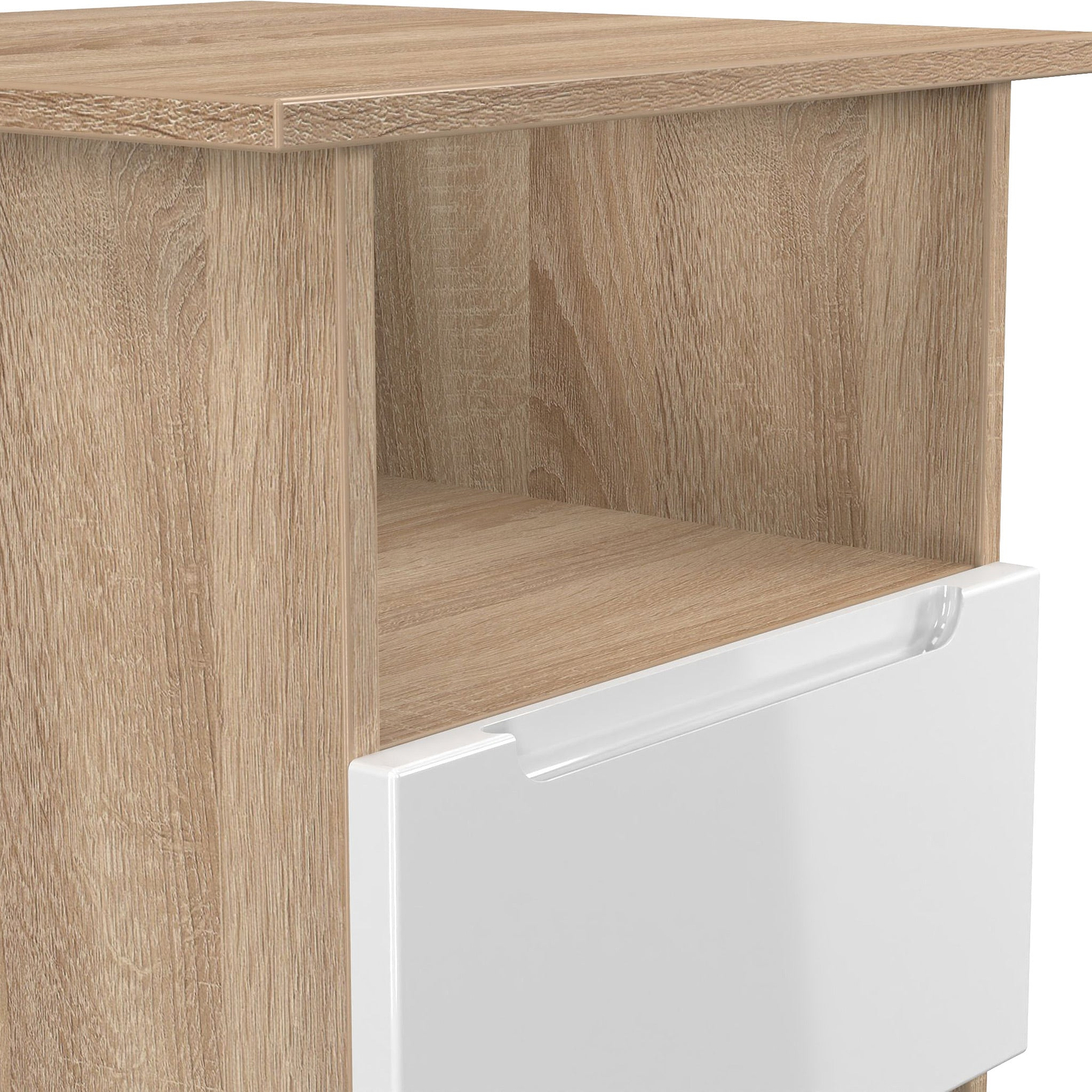 Henshaw 1 Drawer Lamp Table White & Oak from Roseland Furniture