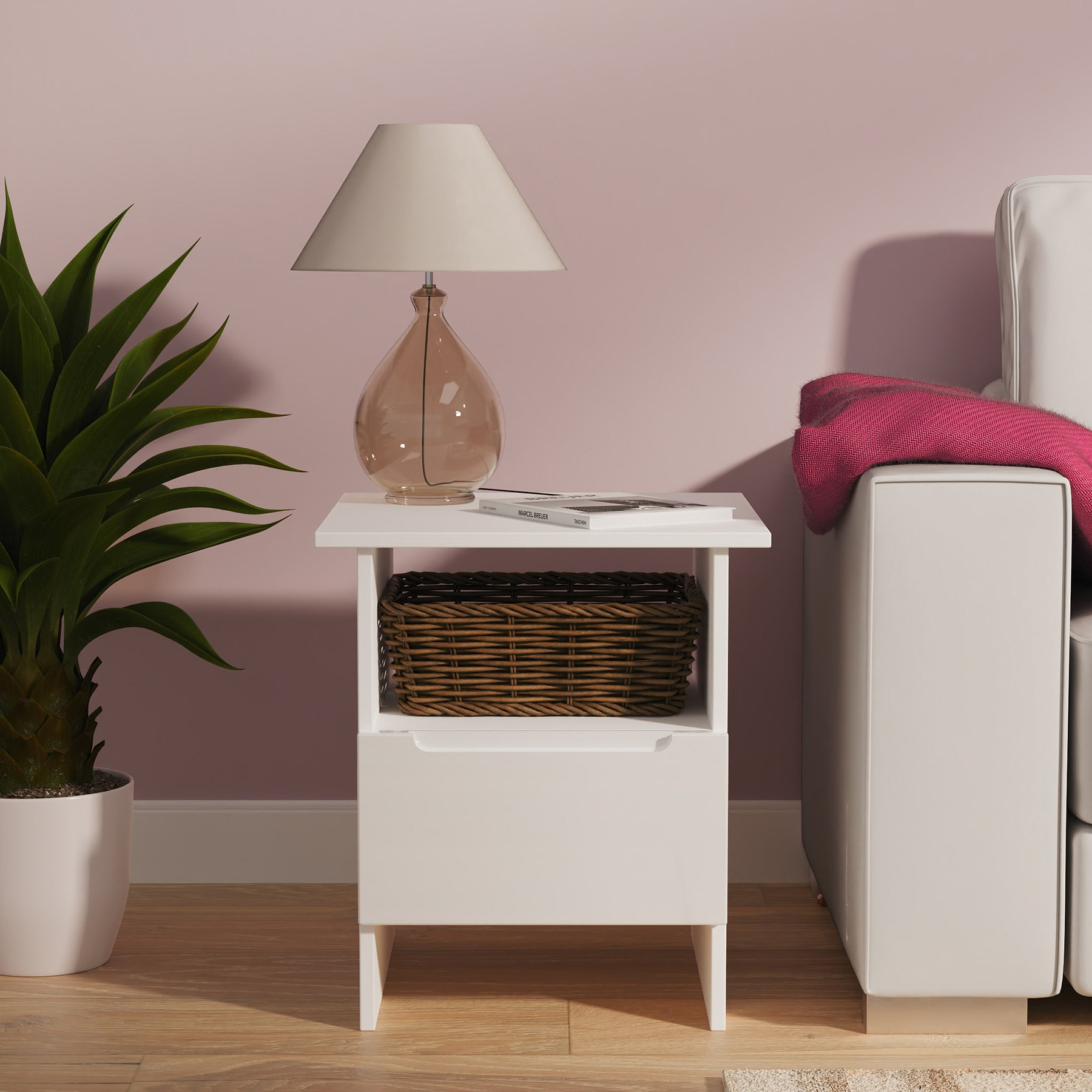 Henshaw 1 Drawer Lamp Table White from Roseland Furniture