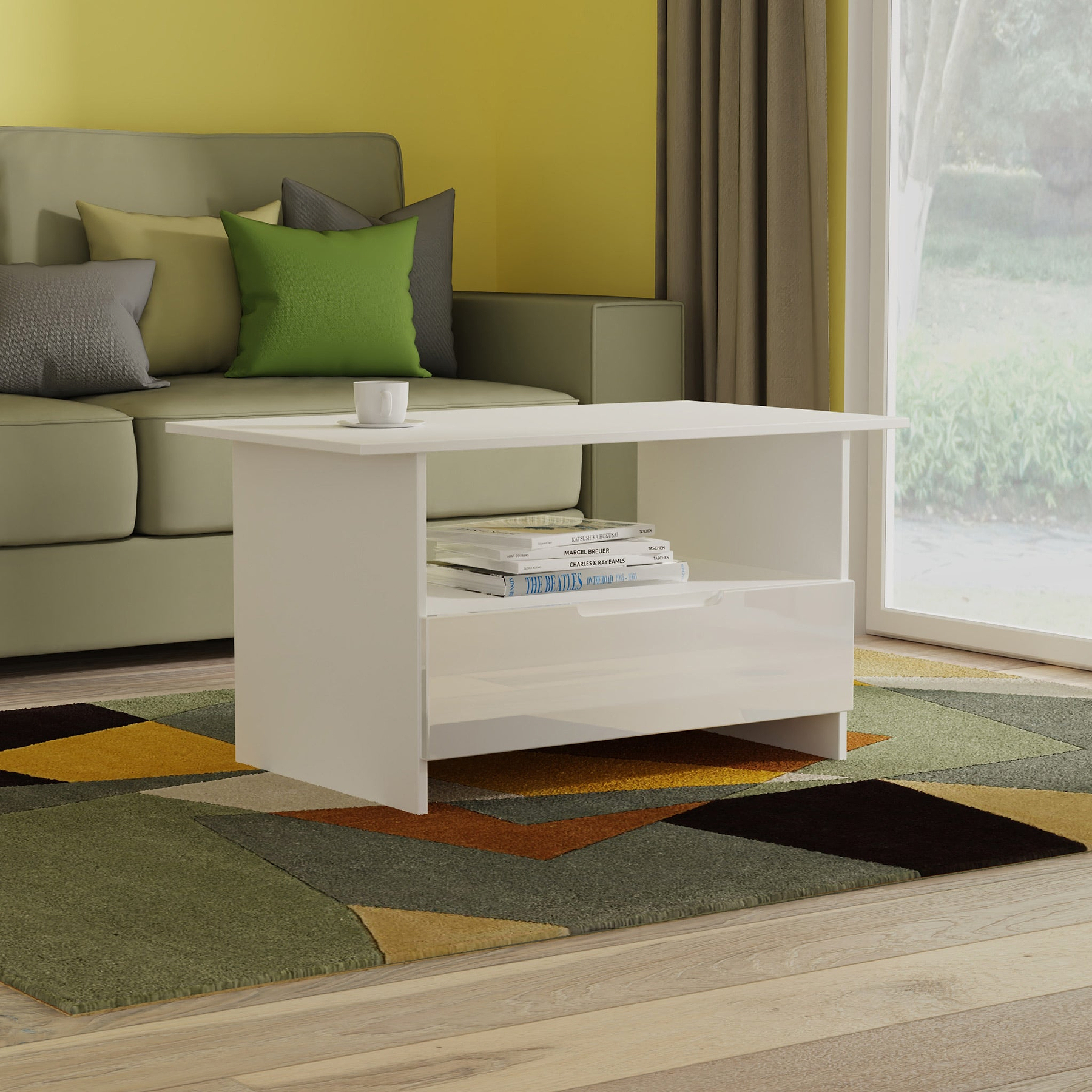 Henshaw 1 Drawer Coffee Table White Side1 from Roseland Furniture