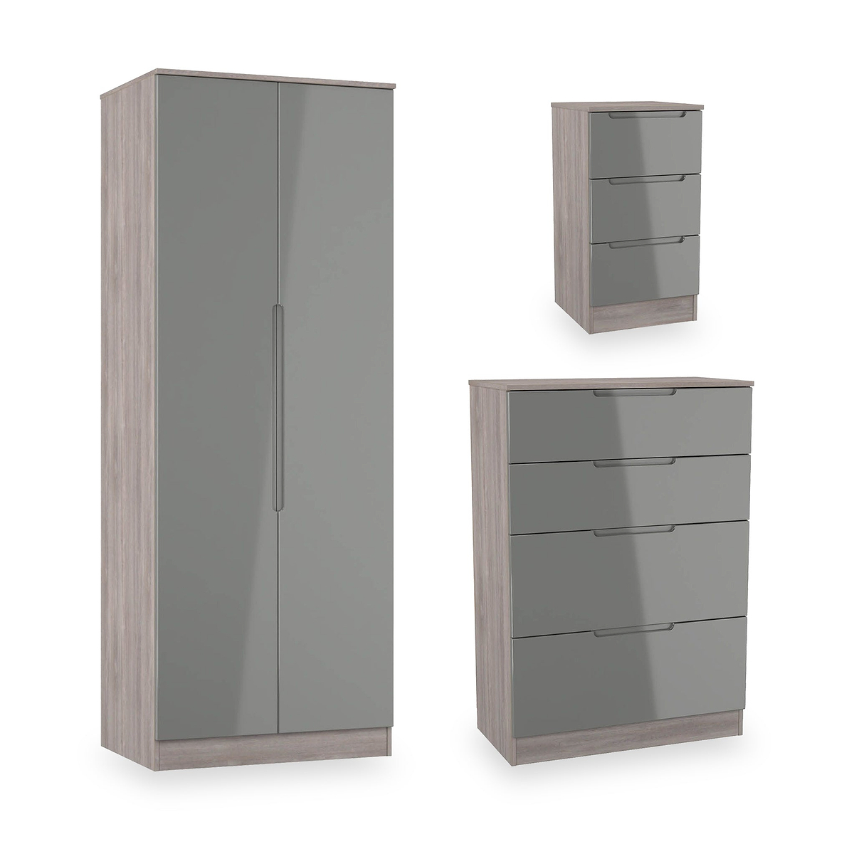Henshaw Grey Oak 3 Piece Bedroom Furniture Set from Roseland Furniture