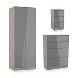 Henshaw Grey Oak 3 Piece Bedroom Furniture Set from Roseland Furniture
