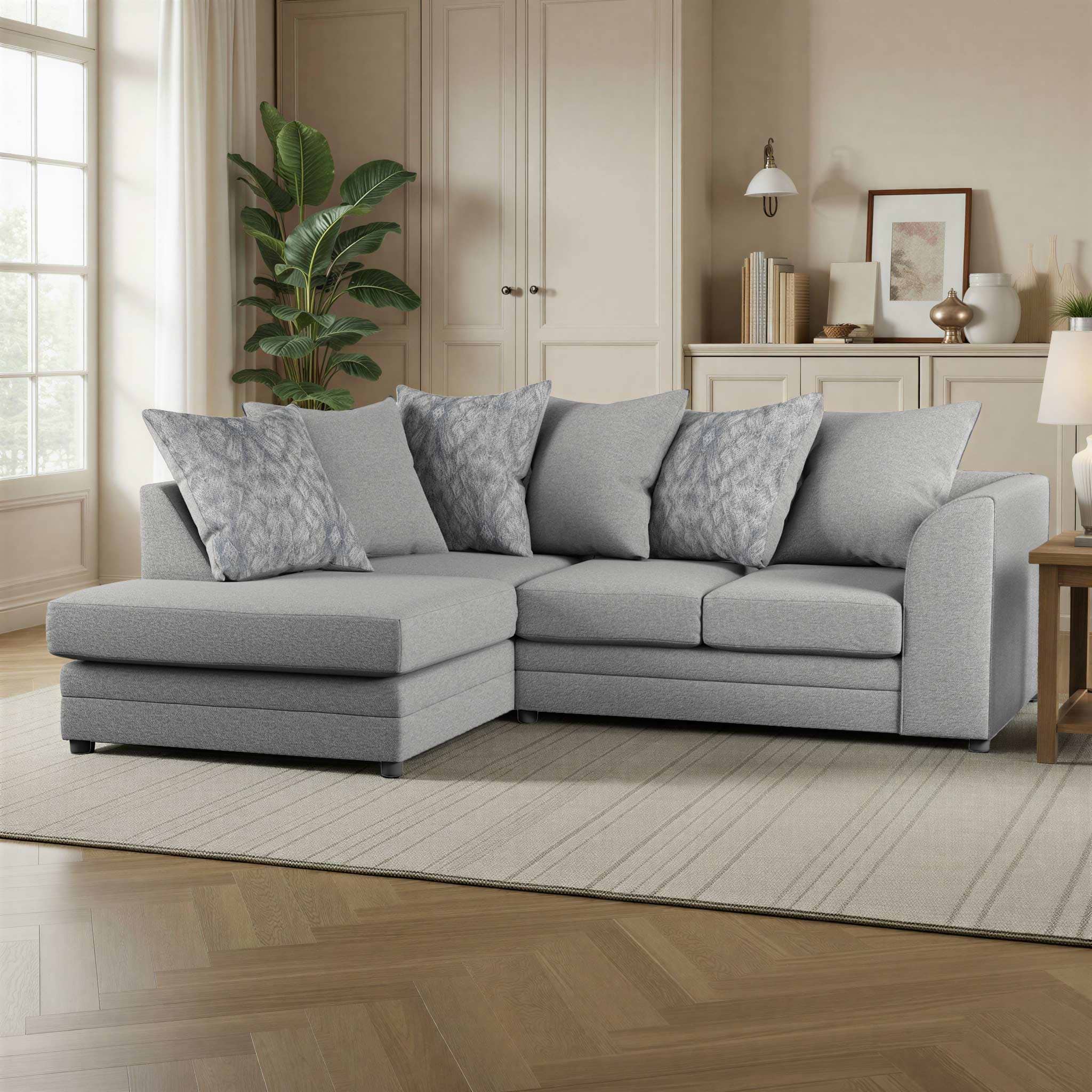 Tisha Grey Right Hand Corner Sofa by Roseland Furniture