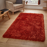 Newton Terracotta Deluxe Shaggy Rug for bedroom