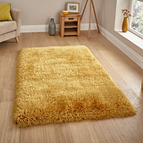 Newton Yellow Deluxe Shaggy Rug for bedroom