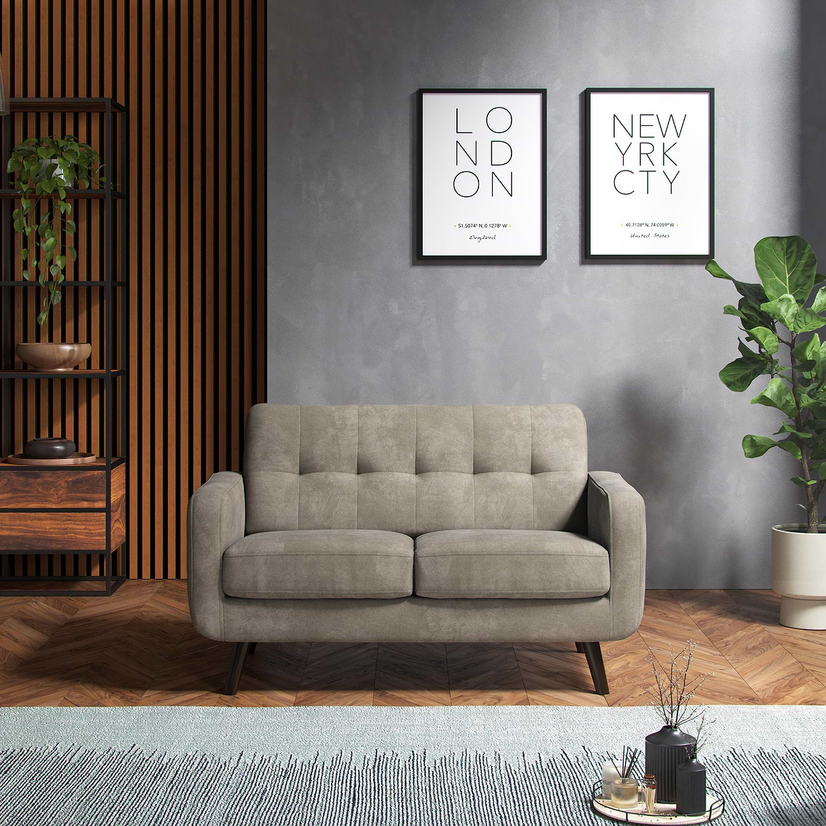 Morgan 2 Seater Sofa for Living Room | Beige Graphite Grey | Roseland