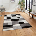 Regis Black Grey Geometric Cube Rug for bedroom