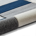 Regis Navy Blue Grey Geometric Cube Rug