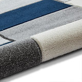 Regis Navy Blue Grey Geometric Cube Rug