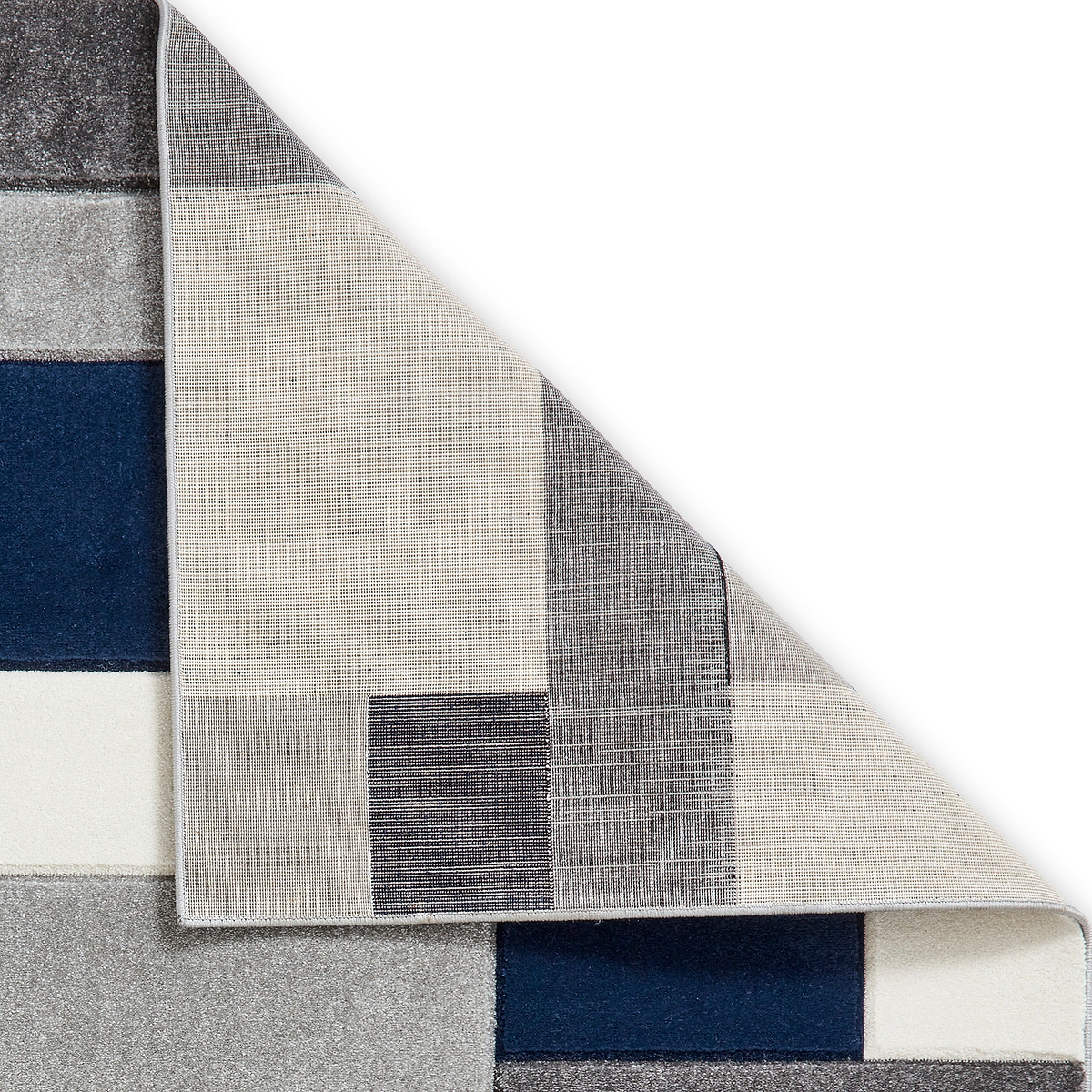Regis Navy Blue Grey Geometric Cube Rug