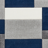 Regis Navy Blue Grey Geometric Cube Rug
