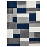 Regis Navy Blue Grey Geometric Cube Rug from Roseland Furniture