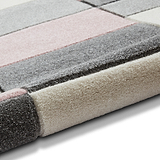 Regis  Rose Pink Grey Geometric Cube Rug