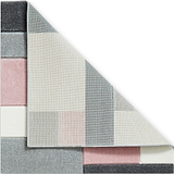 Regis  Rose Pink Grey Geometric Cube Rug