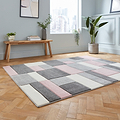 Regis  Rose Pink Grey Geometric Cube Rug for living room