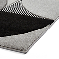 Regis Grey Black Geometric Leaf Rug
