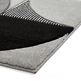 Regis Grey Black Geometric Leaf Rug
