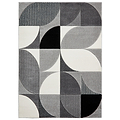 Regis Grey Black Geometric Leaf Rug from Roseland Furniture
