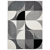 Regis Grey Black Geometric Leaf Rug from Roseland Furniture