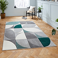 Regis Grey Green Geometric Leaf Rug for living room