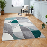 Regis Grey Green Geometric Leaf Rug for living room