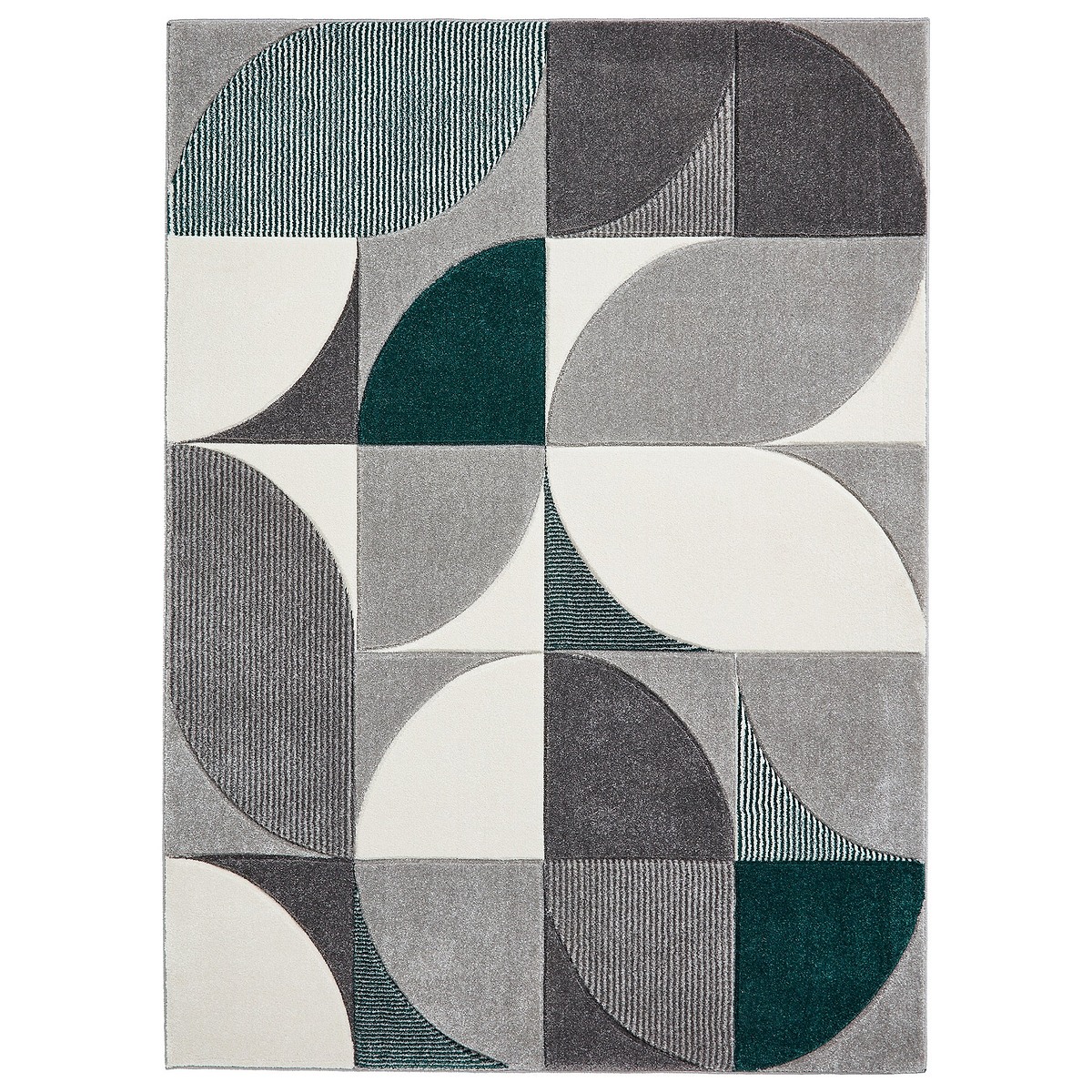 Regis Grey Green Geometric Leaf Rug from Roseland Furniture