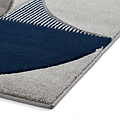 Regis Grey Navy Blue Geometric Leaf Rug