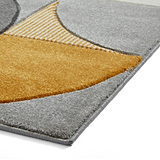 Regis Grey Yellow Geometric Leaf Rug