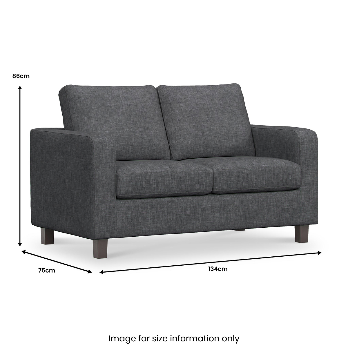 Myles Grey Fabric 2 Seater Sofa dimensions