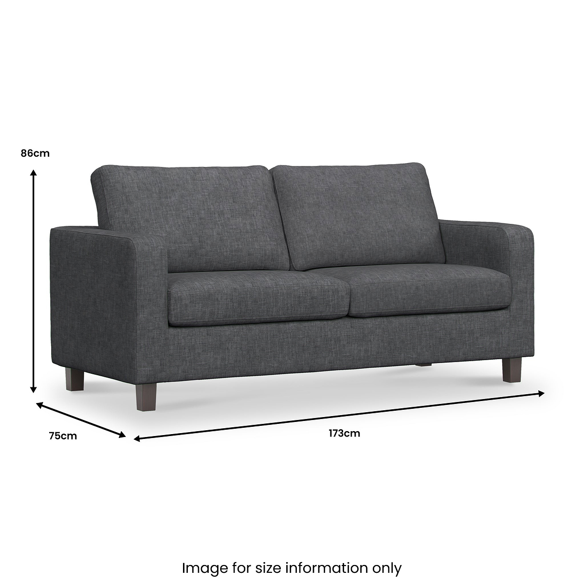 Myles Grey Fabric 3 Seater Sofa dimensions