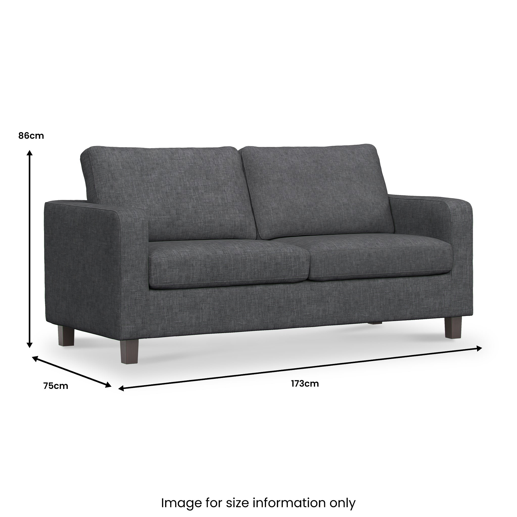 Myles Grey Fabric 3 Seater Sofa dimensions
