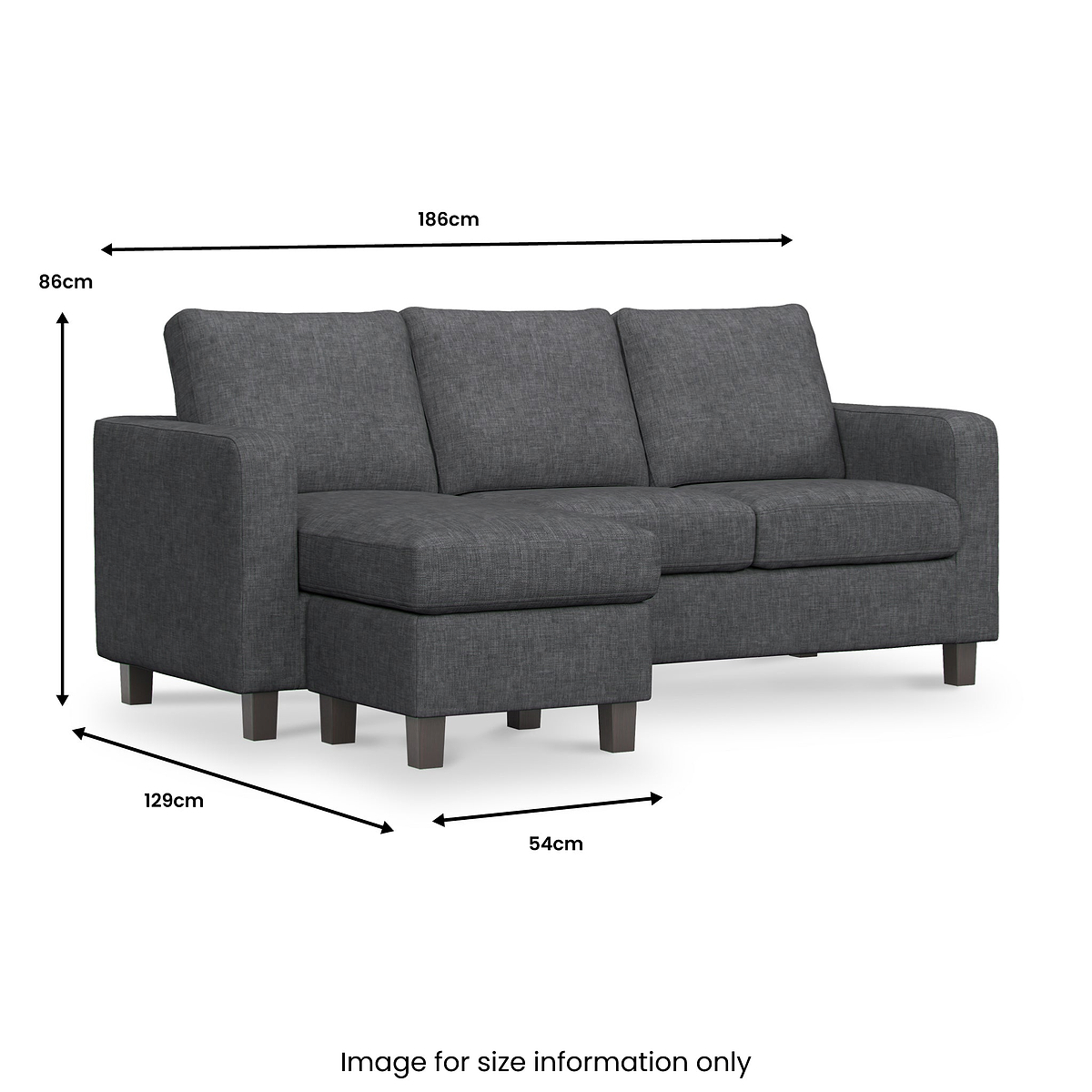 Myles Reversible Chaise Sofa dimensions