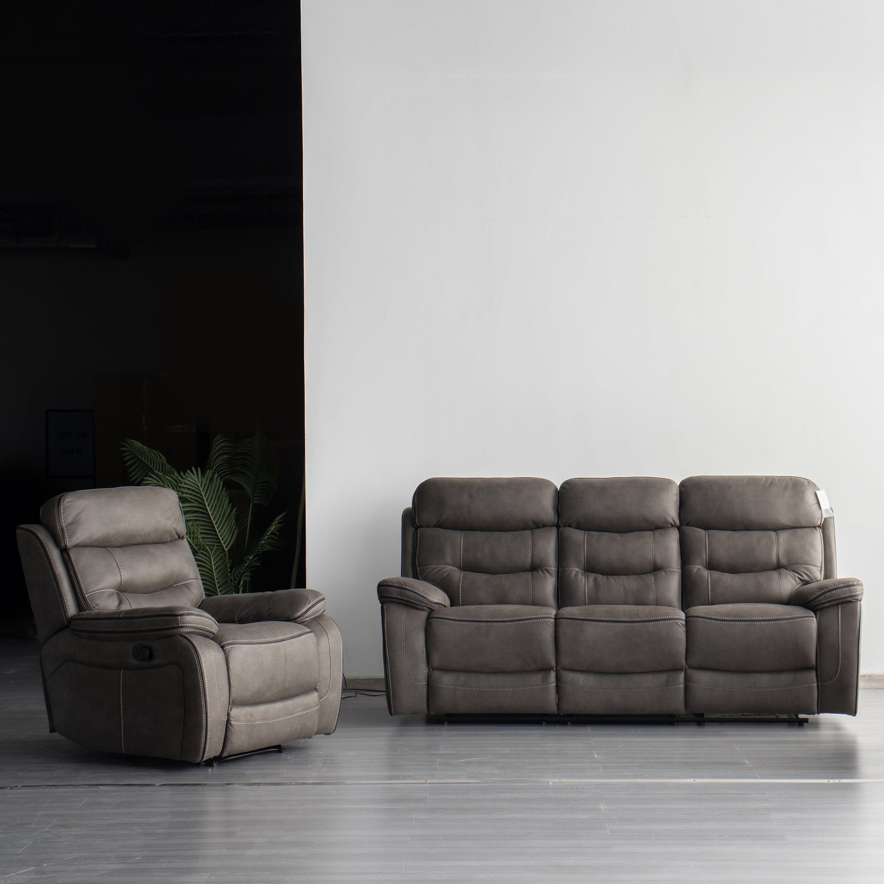 Stanford Light Charcoal Dual Motor Power Reclining 3 Seater Sofa from Roseland Furniture