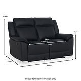 Alden Black Leather Recliner 2 Seater Sofa dimensions